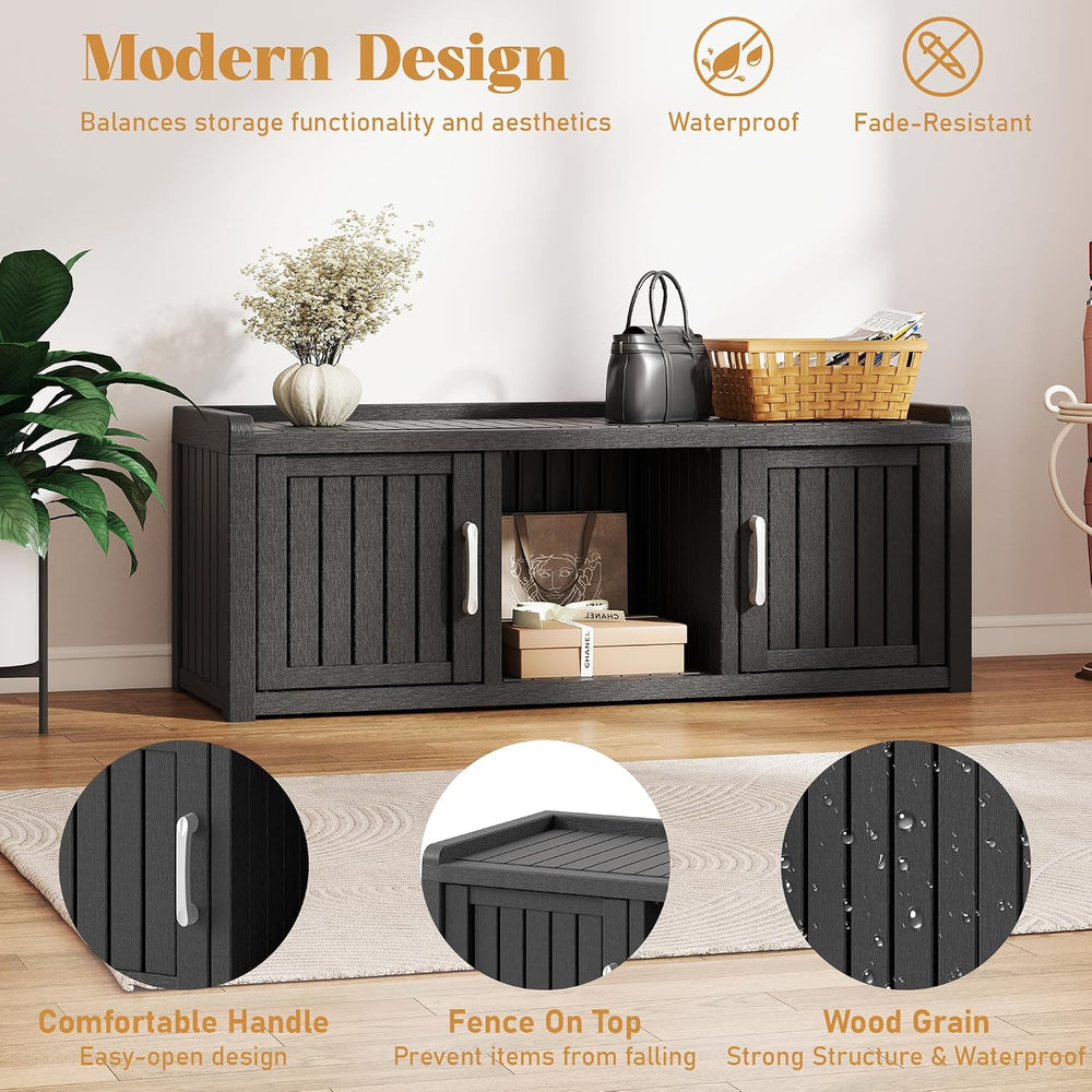 KAMABOKO Shoe Storage Cabinet Waterproof UV-Resistant, Entryway Storage Bench...