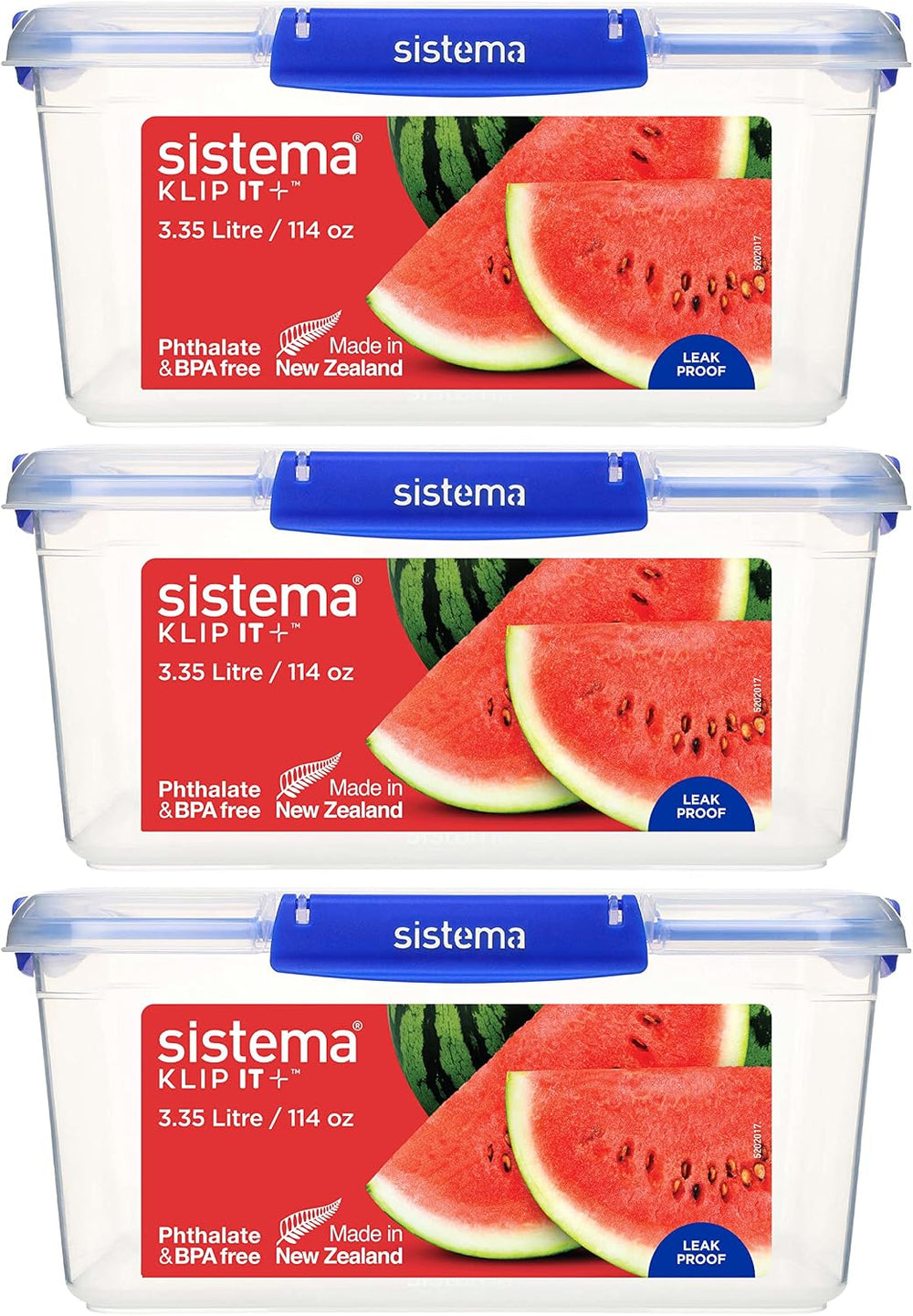 Sistema KLIP IT+ 3.35L Rectangle Food Storage Containers (3-Pack), Stackable ...