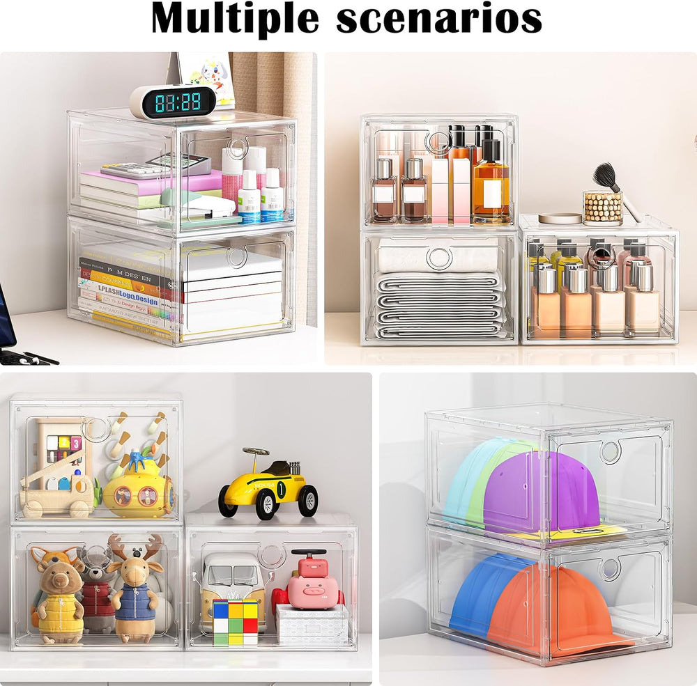 ARSTPEOE 12-Pack Shoe Storage Boxes Clear Magnetic Stackable