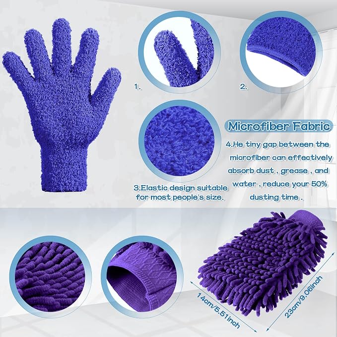 6 Pcs Microfiber Dusting Mitt Gloves Microfiber Washable Dusting Gloves Car - Image 7