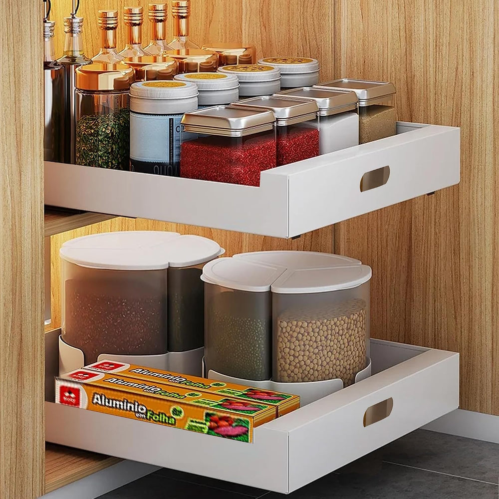 2 Pack Pull Out Cabinet Organizer Adhesive, 12" Wide,16.9" Deep Hea...