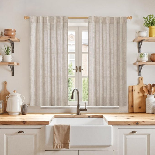 YoungsTex Short Linen Curtains 45 Inch Length - Image 2