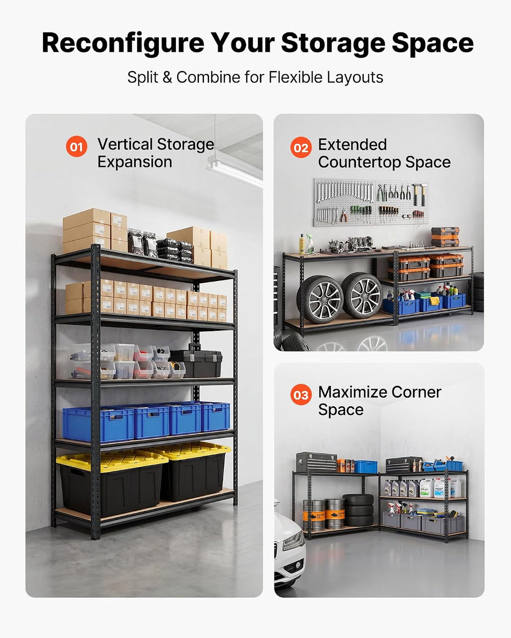 VEVOR Storage Shelves, 5-Tier Adjustable, 3000 lbs Capacity Heavy Duty