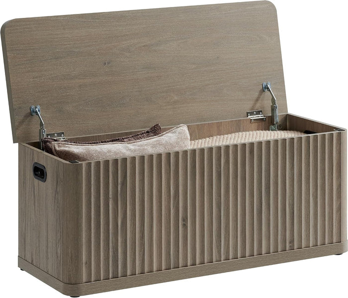 SICOTAS Storage Bench 40.2" Wide Shoe Bench with Lift Top Large Wooden Storage Chest Trunk Modern Blanket Chest with 2 Safety Hinges & Seating for Bedroom Entryway Living Room Hallway