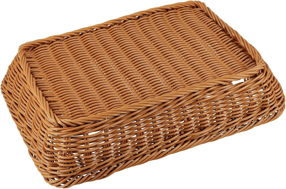 MANCHAP 3 PCS 16 Inch Poly Wicker Bread Baskets, Handmade Rattan Woven Pantry...