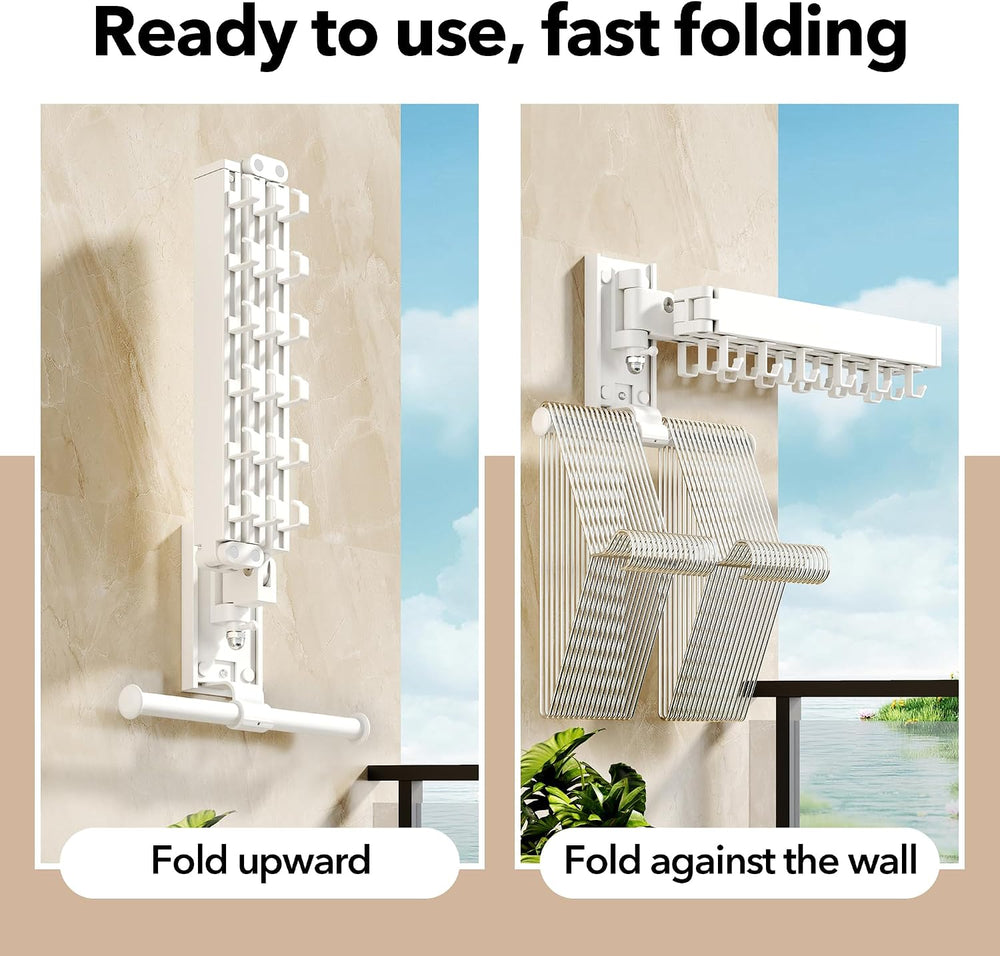 HEILAIYI Wall Mounted Clothes Hanger,Clothes Drying Rack,Laundry Drying Rack,...