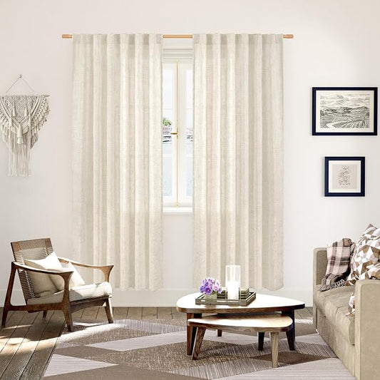 YoungsTex Linen Semi Sheer Curtains 78 Inch Length - Image 2
