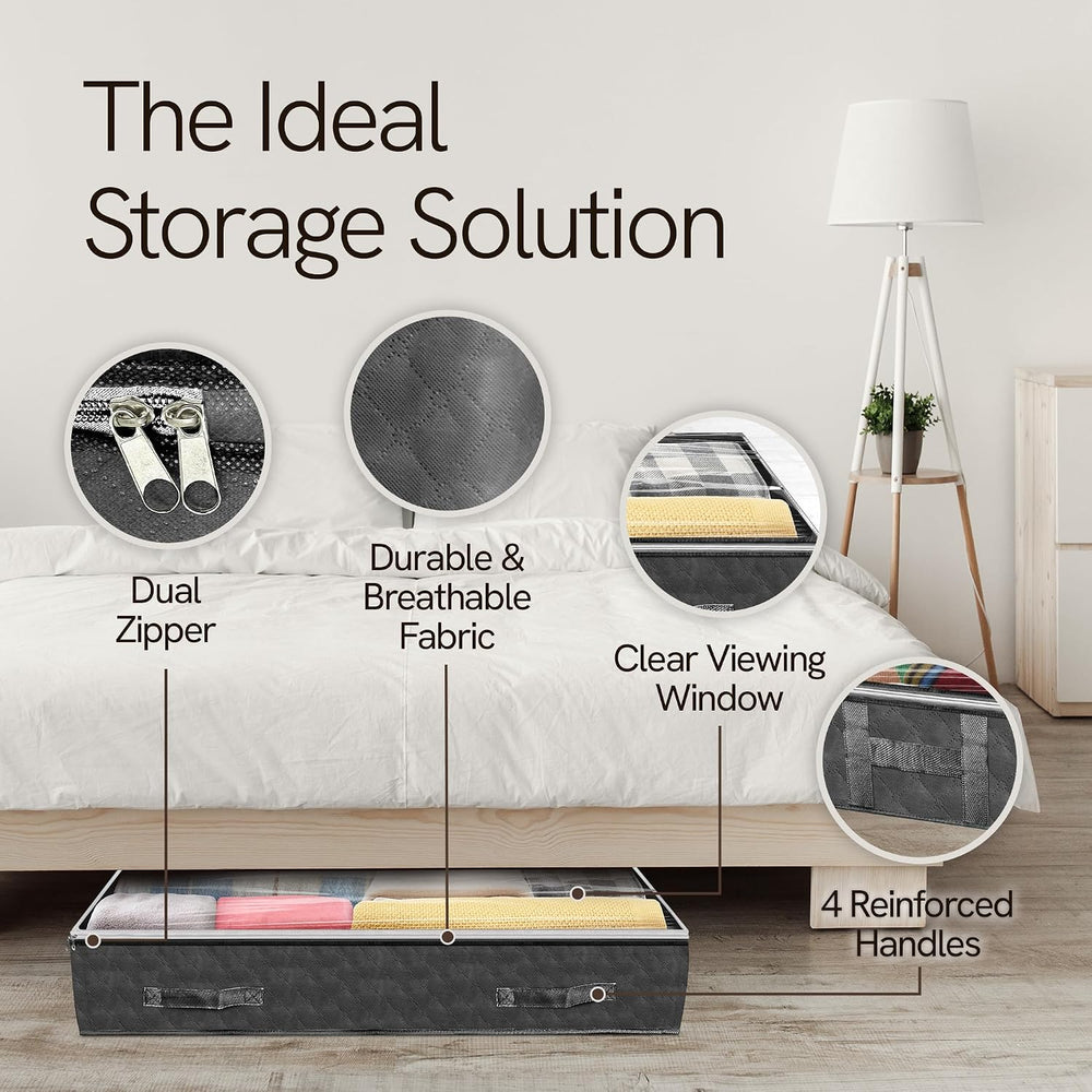 Reli. 90L Under Bed Storage with Clear Window, 8 Pack | Closet Storage Bins