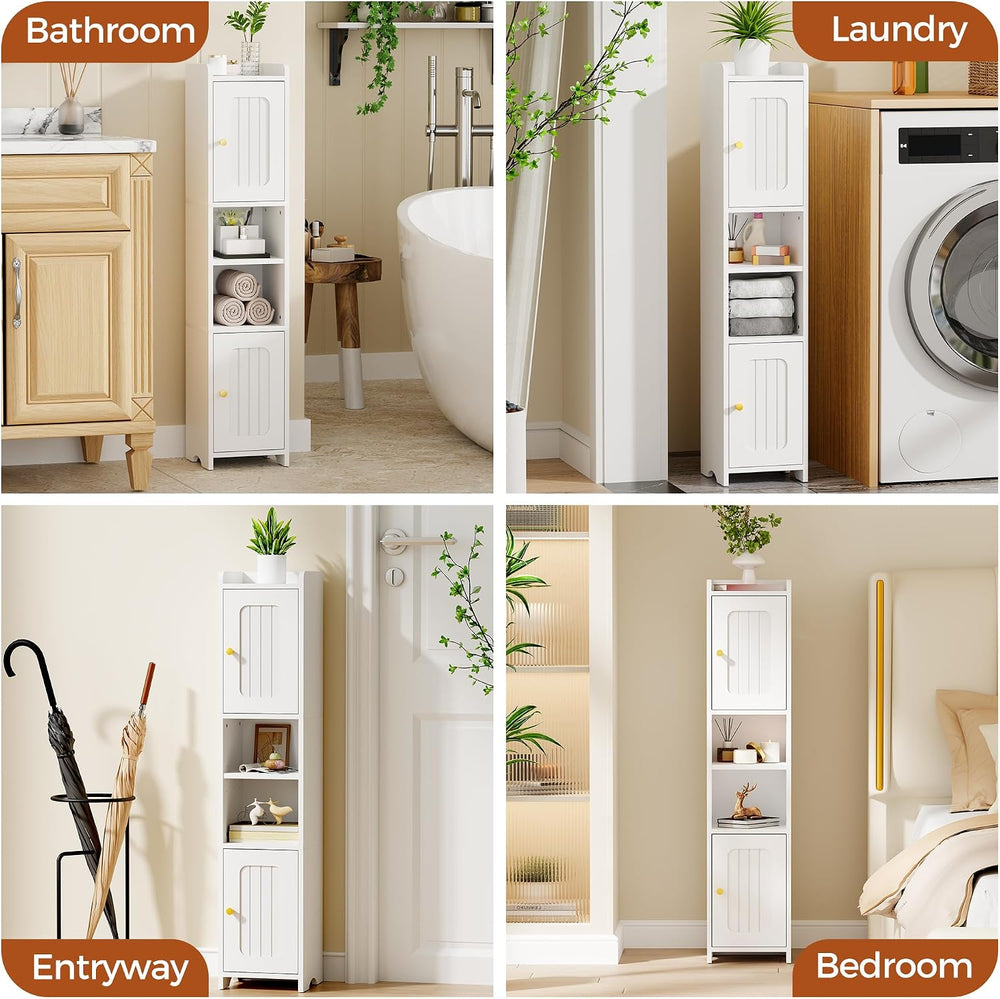 ANWBROAD Slim Bathroom Storage Cabinet with 2 Doors and Adjustable Shelf