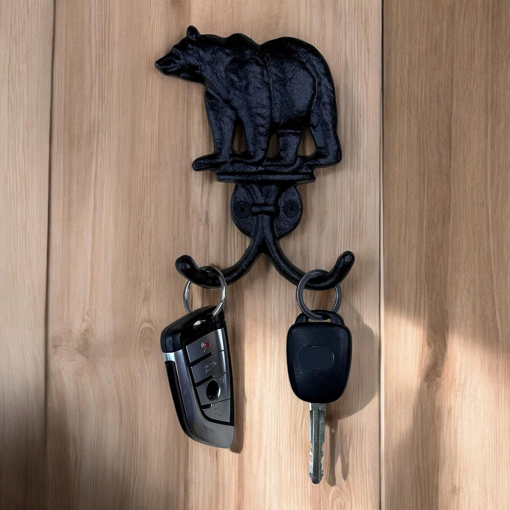 Top Brass Cast Iron Bear Wall Hooks, 8 Pack Rustic Lodge Coat Hangers