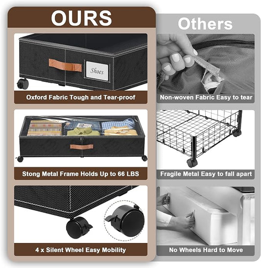 Under Bed Storage with Wheels, XXL 65L Under the bed storage Organizer Bins - Image 2