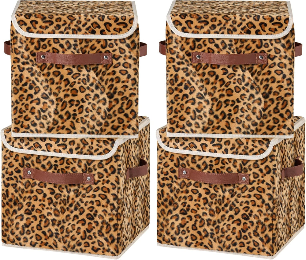 4PCS Storage Cubes with Lids 11 Inch Decorative Cute Bins Boxes