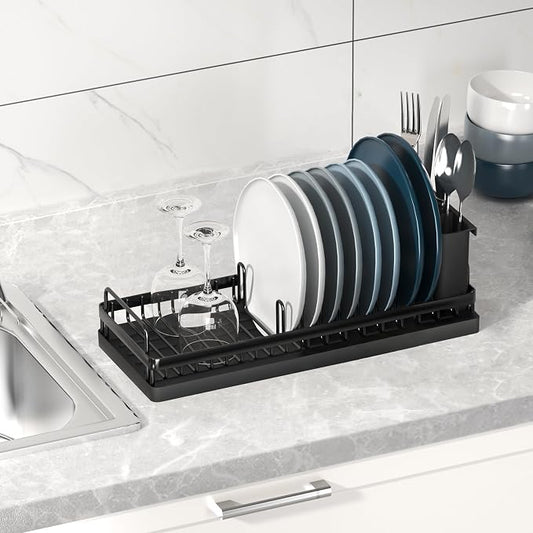Small Dish Drying Rack, Compact Sink Dish Drainer Plate Rack Organizer - Image 2