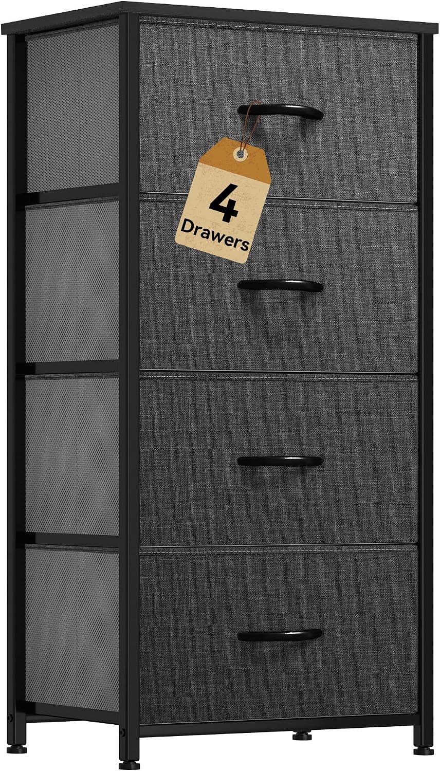 DWVO Storage Tower with 4 Drawers - Fabric Dresser, Organizer Unit for Bedroo...