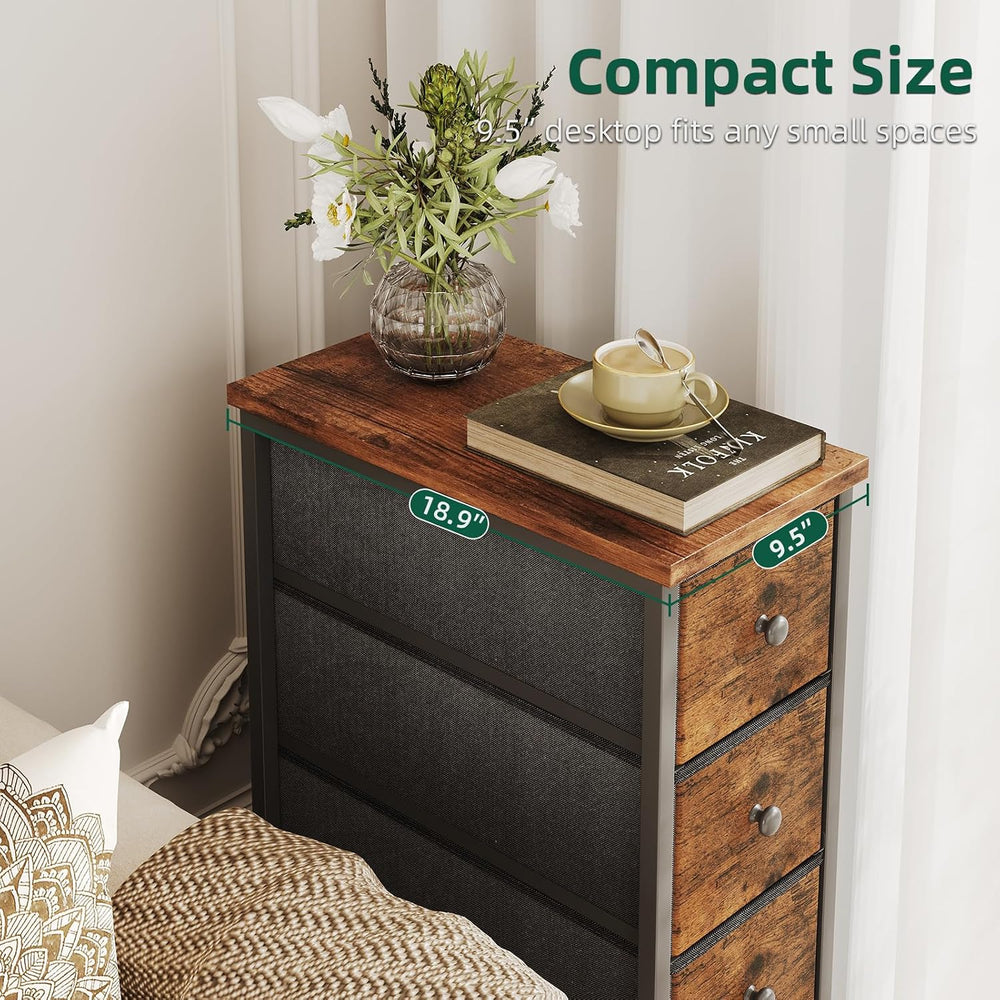 COTUBLR Narrow Dresser, 19" Wide Narrow Nightstand Dresser Storage Tower...