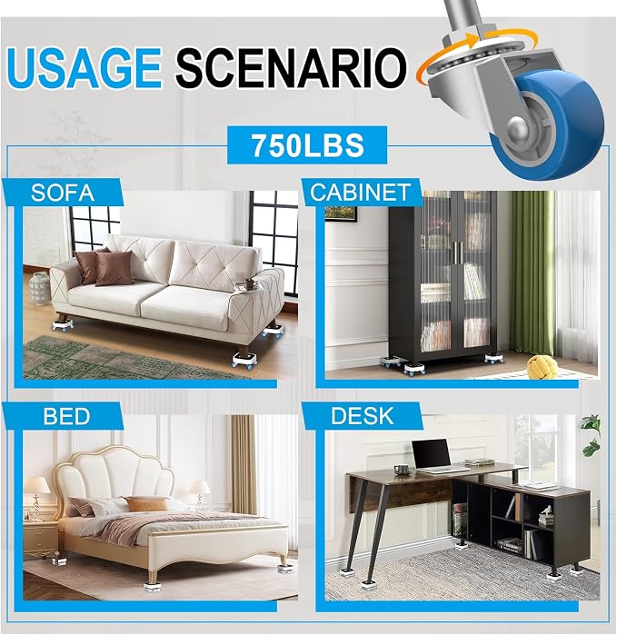 New Upgraded Furniture Sliders for Hard Floors & Carpets, 2-in-1 Furniture - Image 8