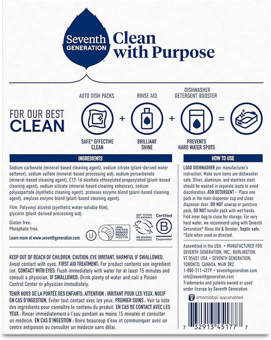 Seventh Generation Dishwasher Detergent Packs Free & Clear Pack of 2 - Image 2
