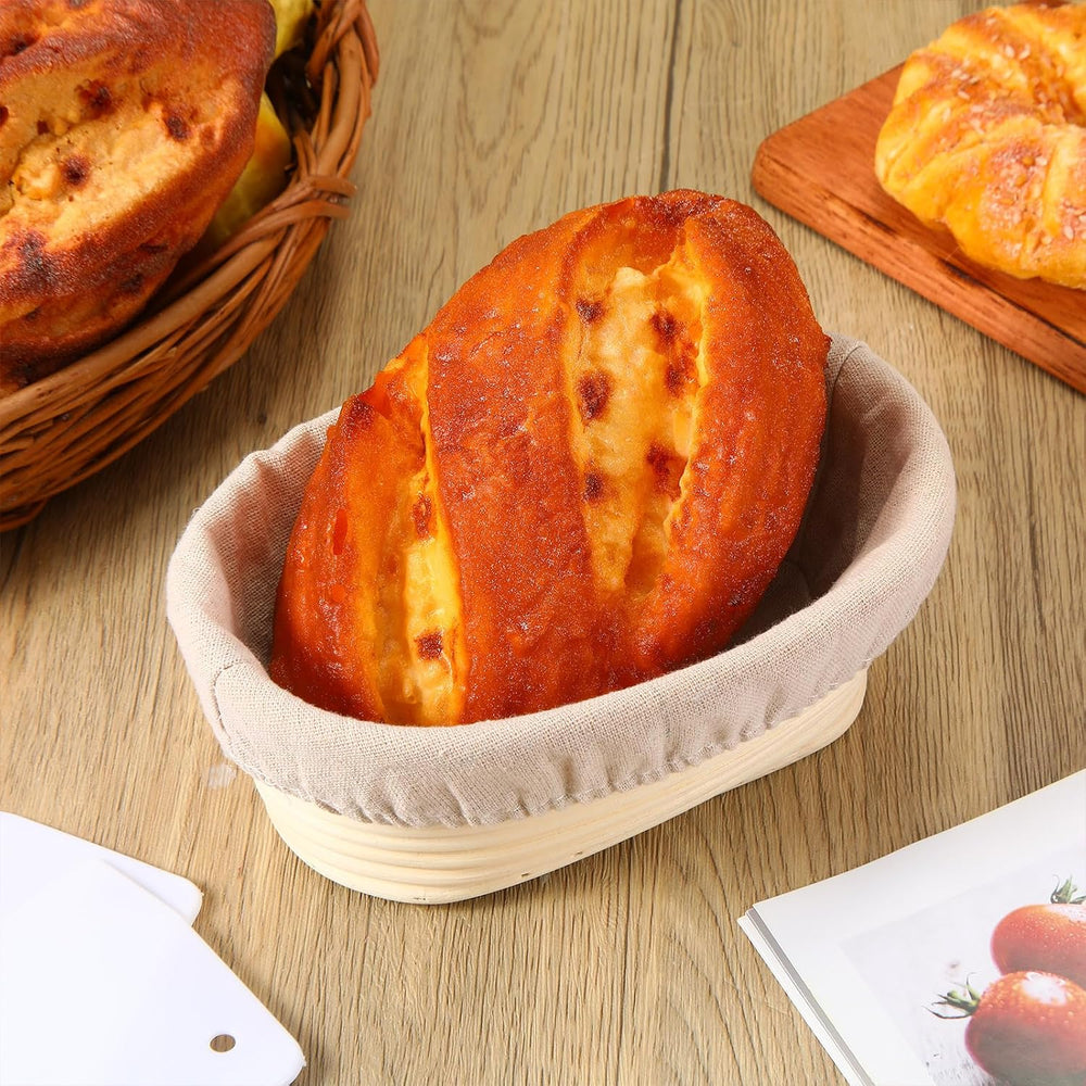 Gejoy 8 Pack Oval Banneton Bread Proofing Basket Sourdough Bowl 8 Inch