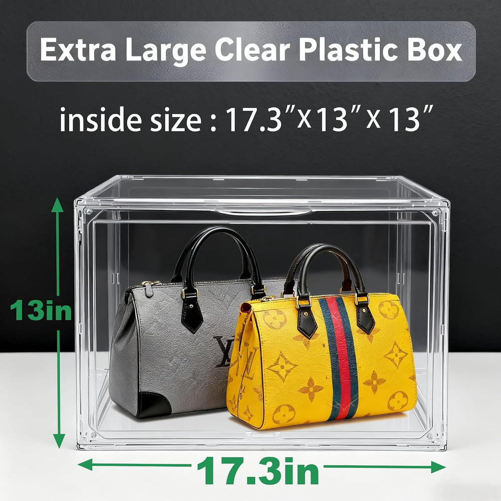 3 Pack XXX-Large Acrylic Purse Box Handbag Organizer 17.3x13x13''