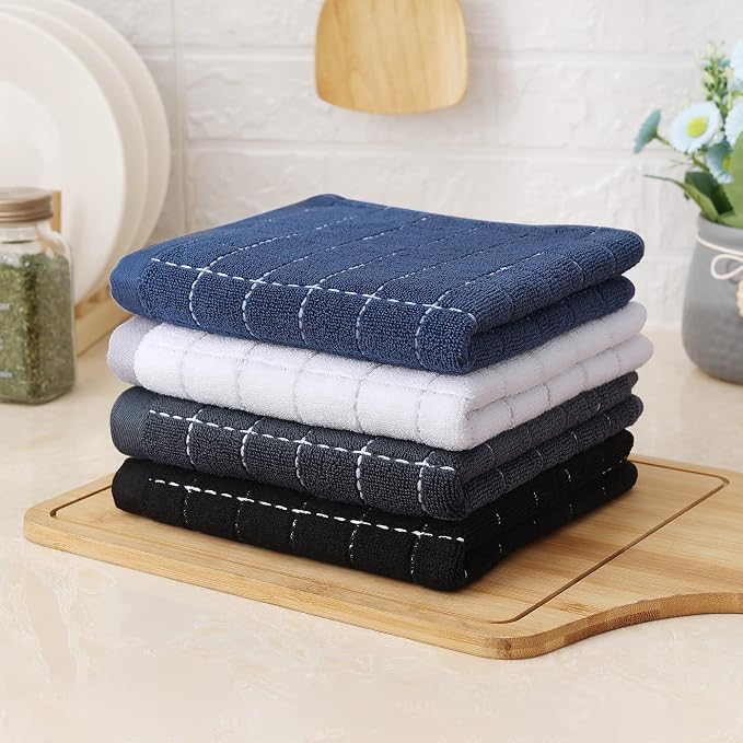 Homaxy 100% Cotton Terry Kitchen Towels, Checkered Designed, Soft and Super - Image 8