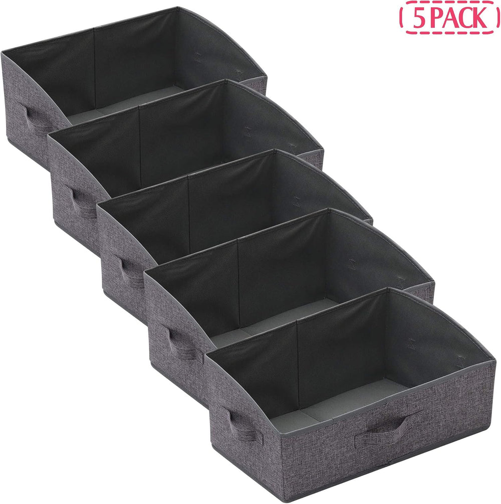 TENABORT 5 Pack Trapezoid Large Foldable Closet Storage Bins with Handle, Fab...