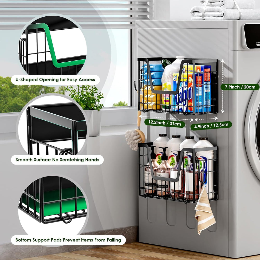 4-Pack Magnetic Fridge Shelf, Black Fruit Basket Potato Storage