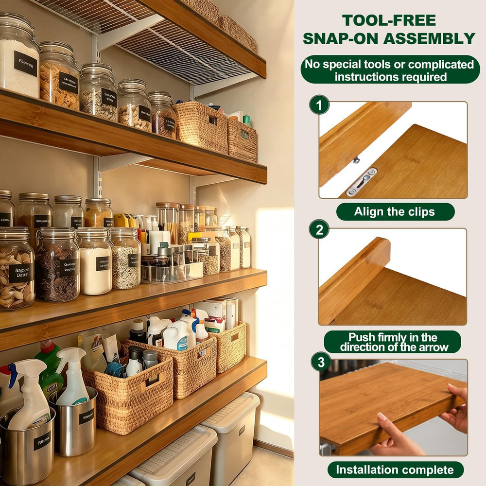 Wire Shelf Covers for Pantry, Bamboo Shelf Covers for Wire Shelving Closet