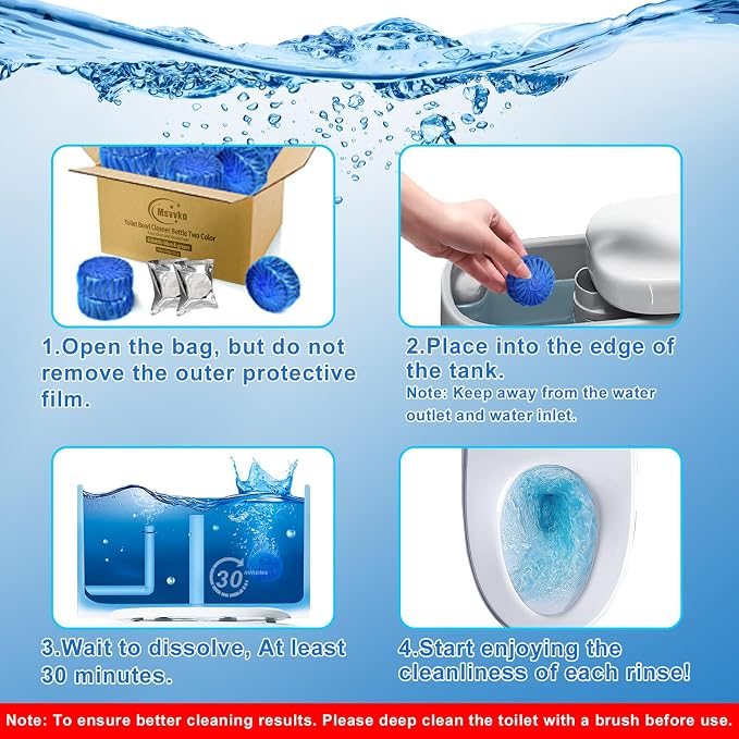 Toilet Bowl Cleaner Tablets 32 Packs-85oz, Ultra-Clean Blue Cleaners - Image 6