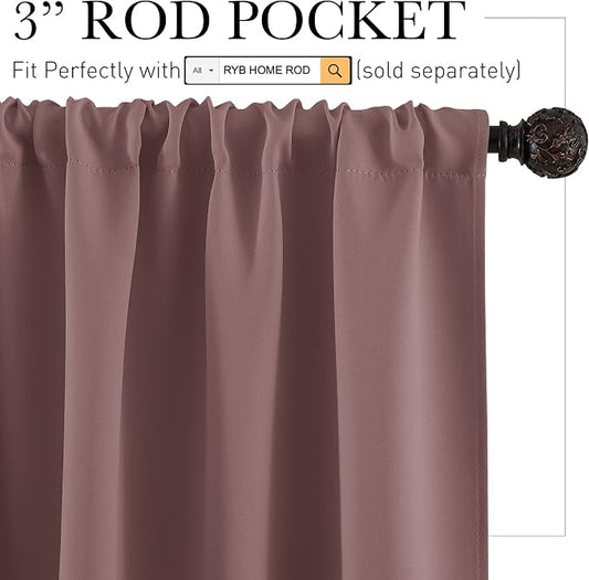 RYB HOME Small Curtains Blackout - Image 2