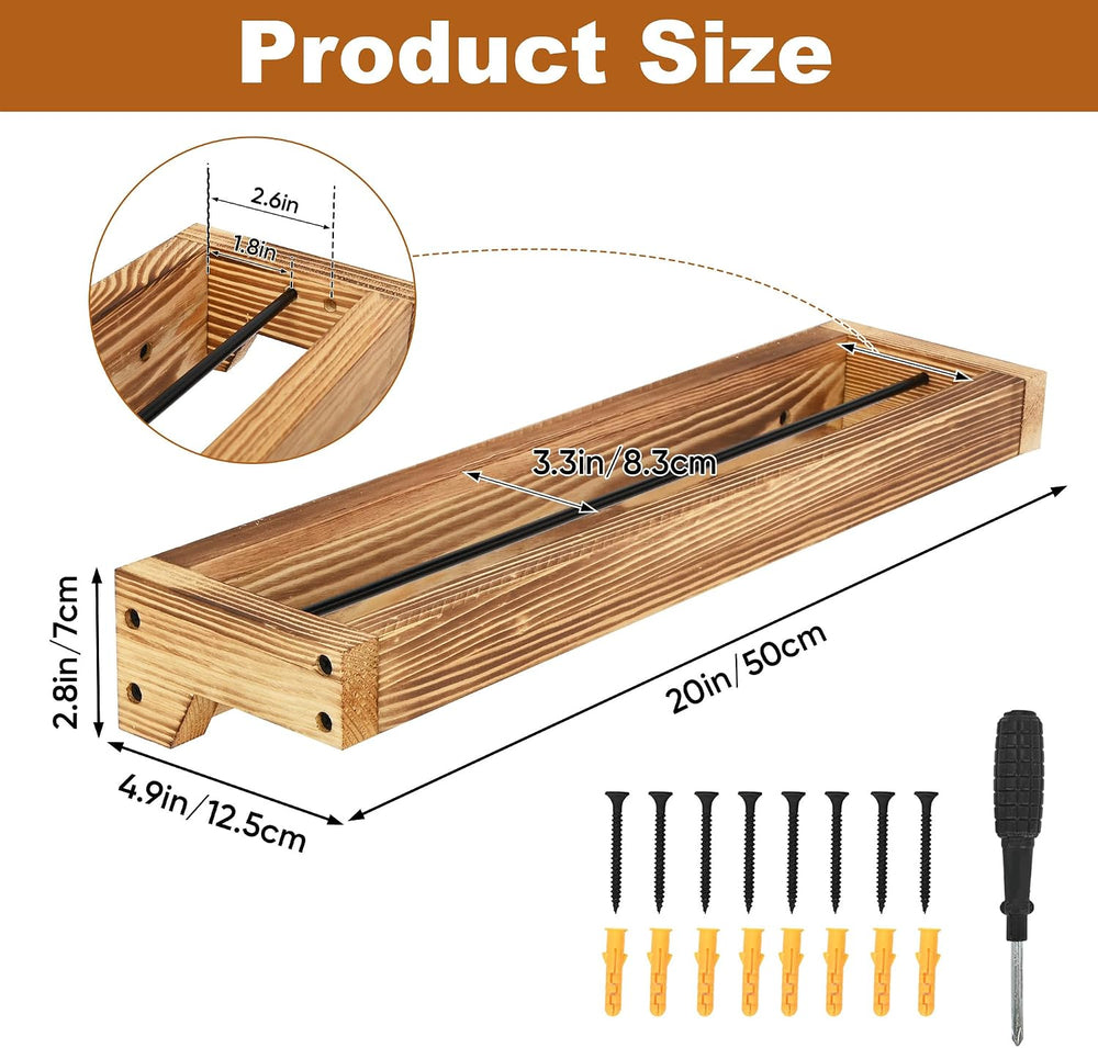 Nisorpa 20 Inch Rustic Burnt Wood Hanging Shoe Rack, Set of 4
