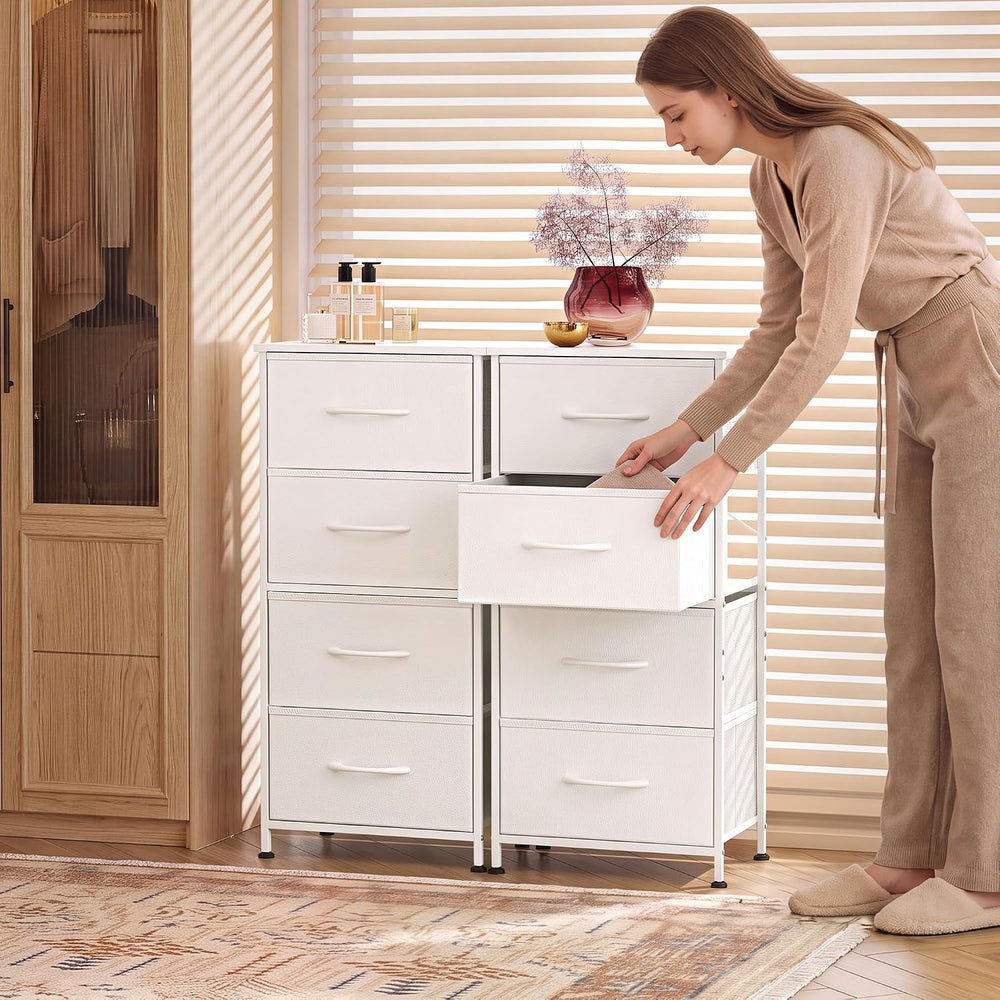 WLIVE Small Dresser Nightstand for Bedroom, 4 Drawers, White