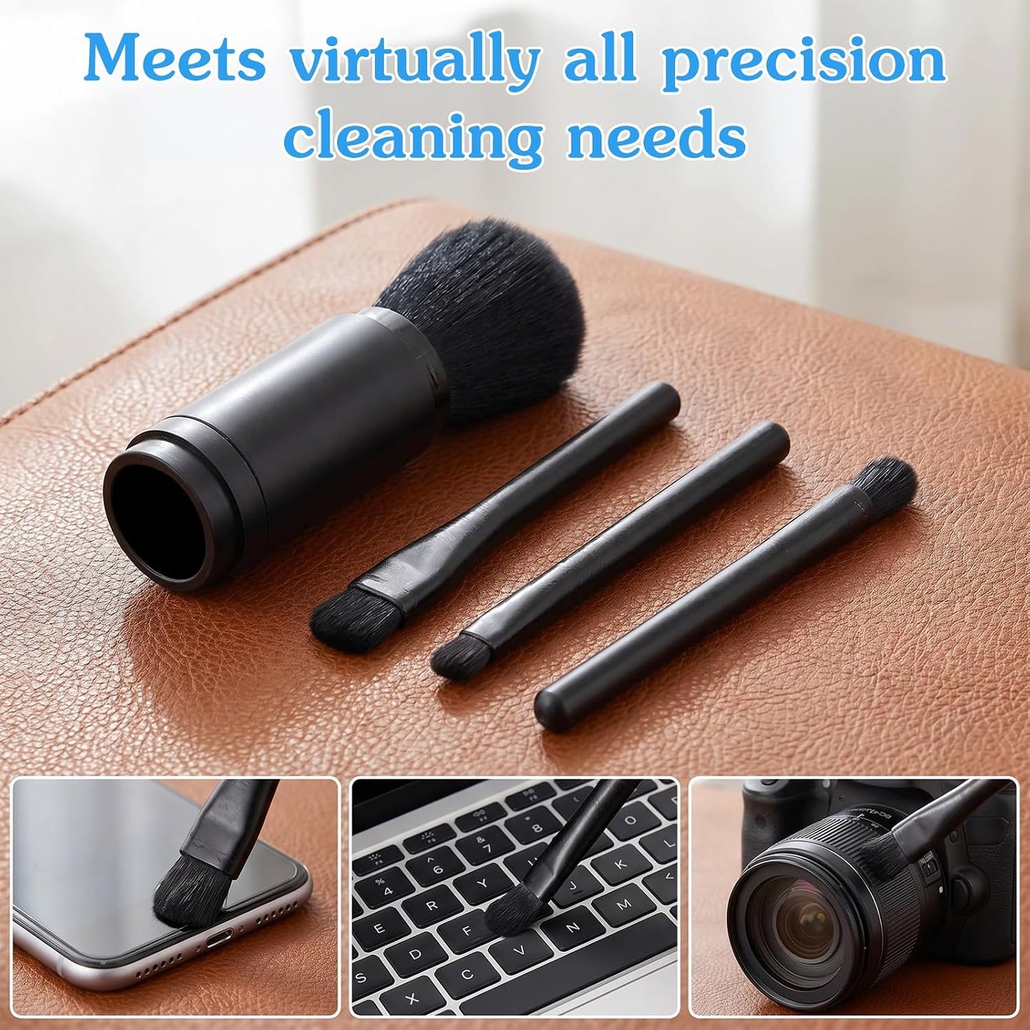4 Pack Dusting Brush Kit, Exquisite Small Dust Brushes, Soft Microfiber, Efficient Cleaning Tool for Digital Devices, Keyboards, Car Interior, Craft