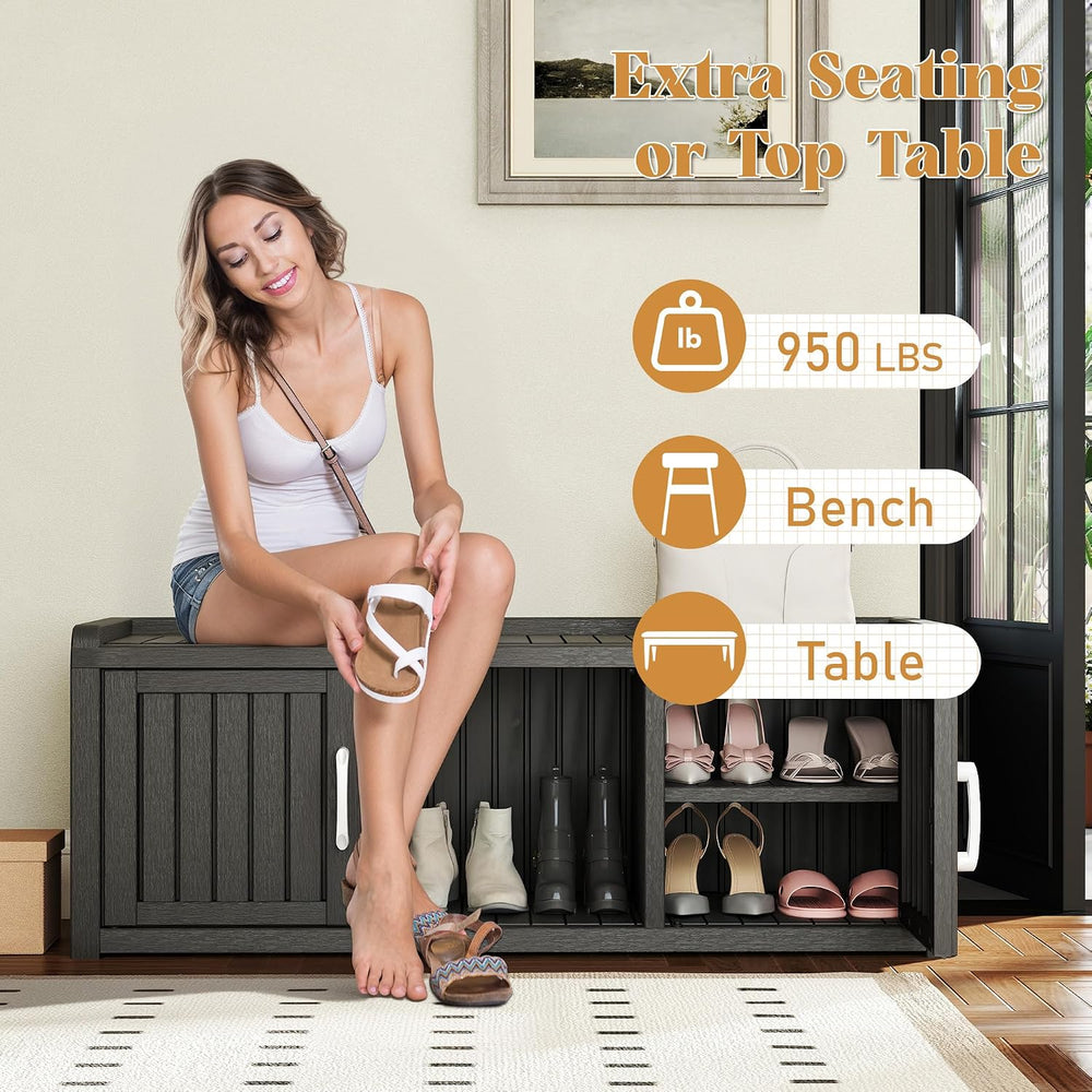 KAMABOKO Shoe Storage Cabinet Waterproof UV-Resistant, Entryway Storage Bench...