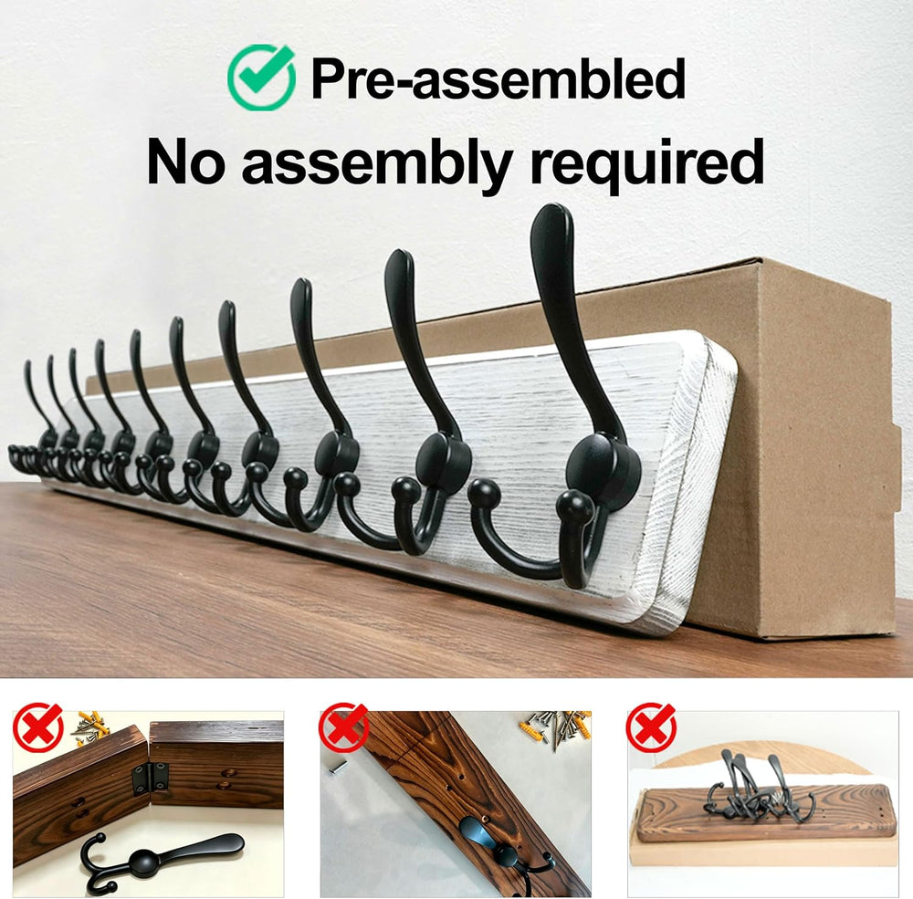 WEBI Coat Rack Wall Mount,38 9/16" Long,10 Hooks,Large Coat Hooks Wall M...