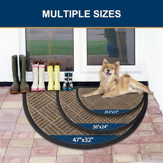 Smiry Half Circle Front Door Mat Outside Entrance, Heavy Duty Outdoor Indoor - Image 2