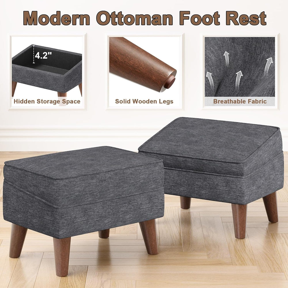 FAGAGA Small Footstool Ottoman with Adjustable Lid, Storage Ottoman