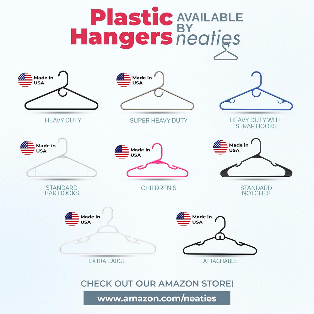 Plastic Hangers 50 Pack (60 Count) – Made in the USA – 6lb Capacity Standard ...