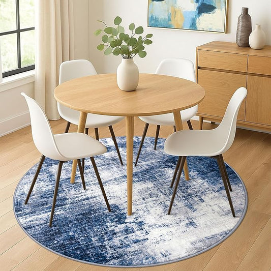 IOHOUZE Abstract Round Area Rug 6 Ft Washable Circle Rugs Large Round Rug Non - Image 2