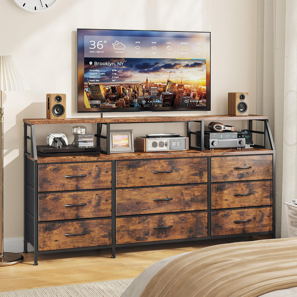 Homkdom Dresser for Bedroom with 9 Fabric Drawers & 55.12" W Display...