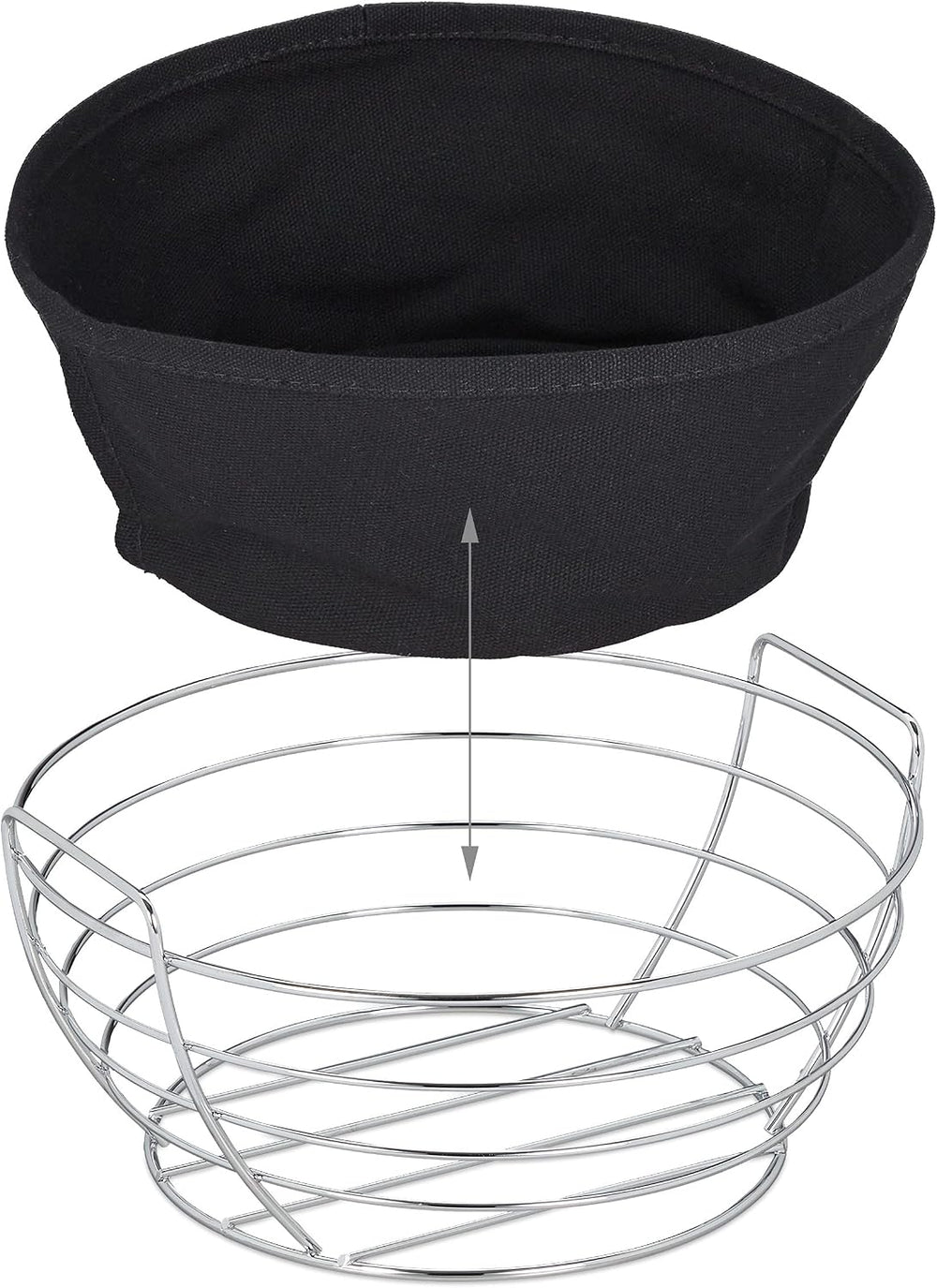 Relaxdays Metal bread basket, with removable fabric insert, round, breakfast ...