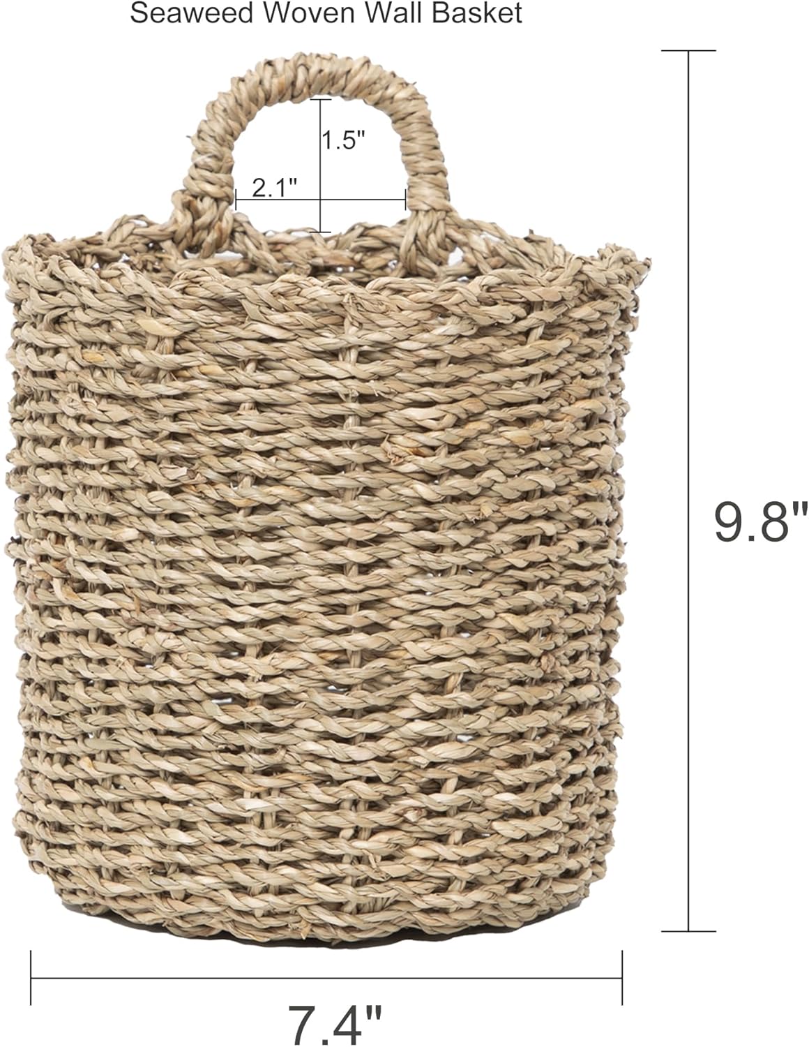 KINGWILLOW Seagrass Hanging front door decor Wall Basket | Handwoven Wall Mount Storage Basket for Bathroom Kitchen Entryway Living Room Lightweight Organizer for Small Plants Mail