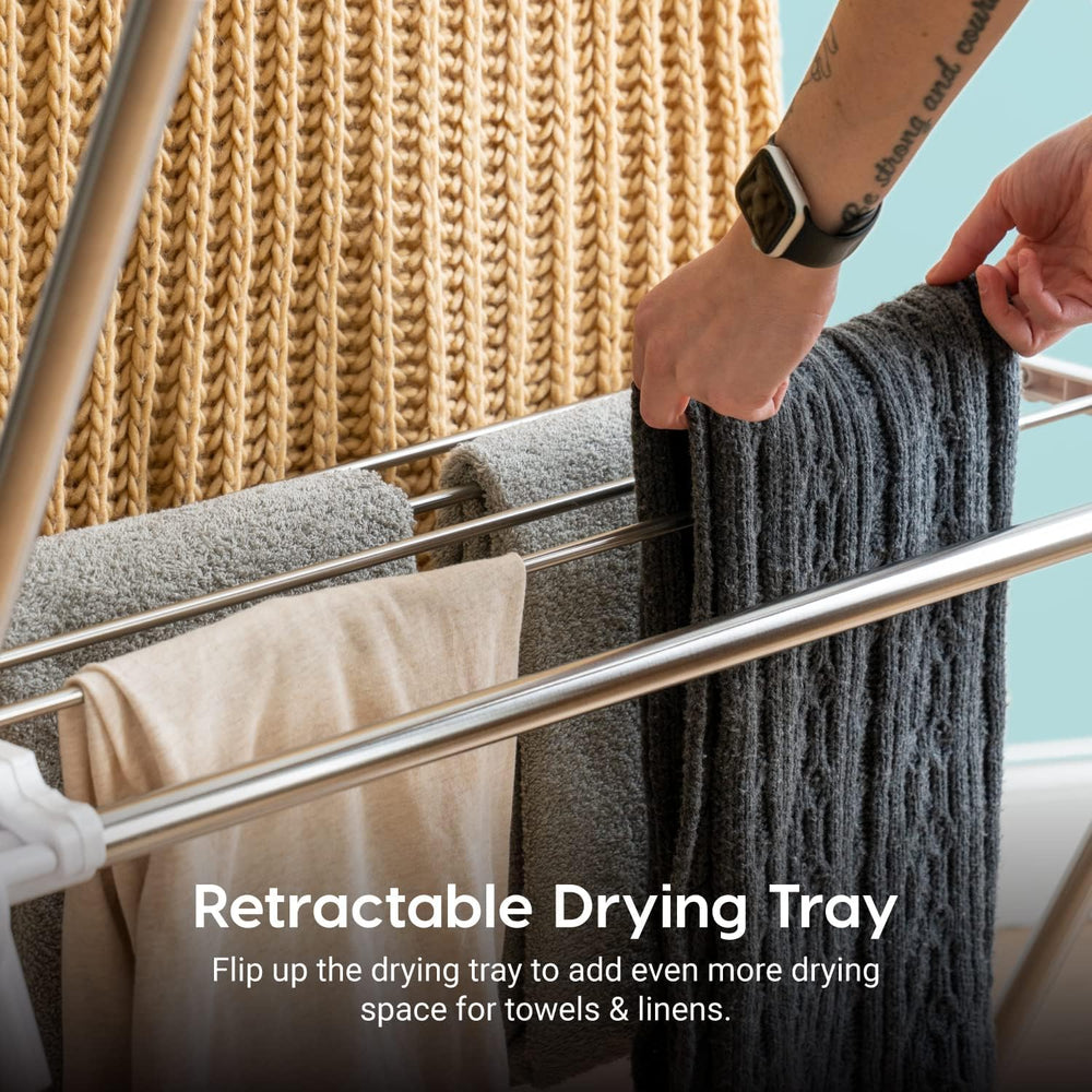 IRIS USA Foldable Drying Rack with Extendable Rods for Large Laundry Loads, C...