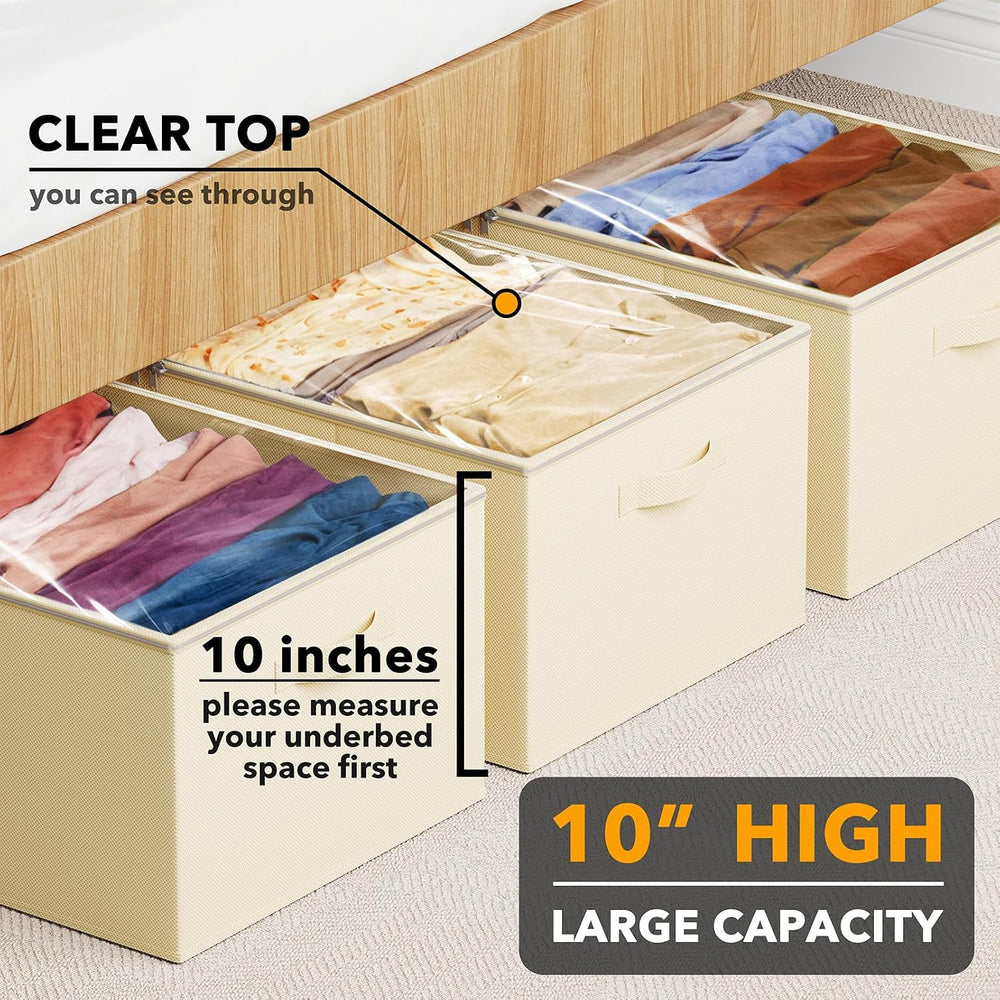 SpaceAid 3 Pack 10" High Under Bed Storage Containers, Large Underbed St...