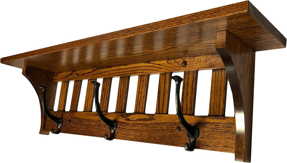 Rustic Red Door Co. Mission Style Coat Rack Wall Mounted with Shelf, Entryway...