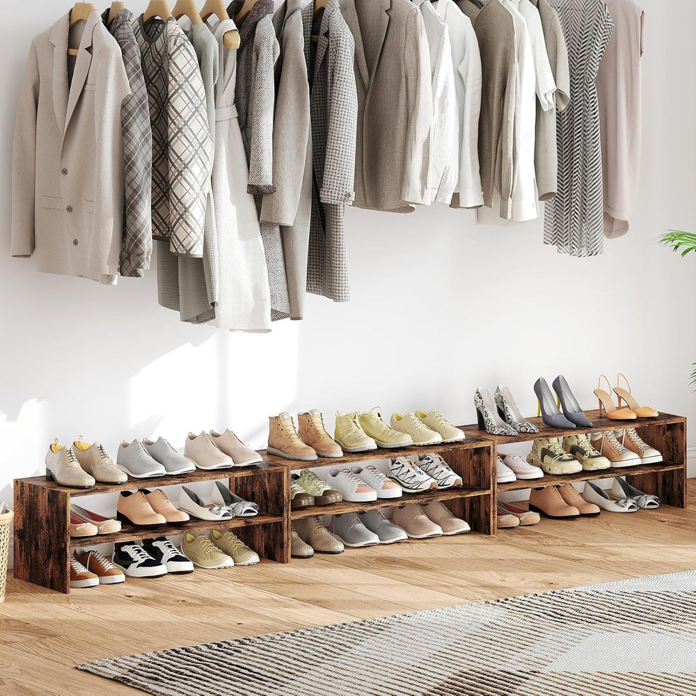 Tangkula 6-Tier Stackble Vertical Shoe Rack, Space Saving Wooden Corner Shoe ...