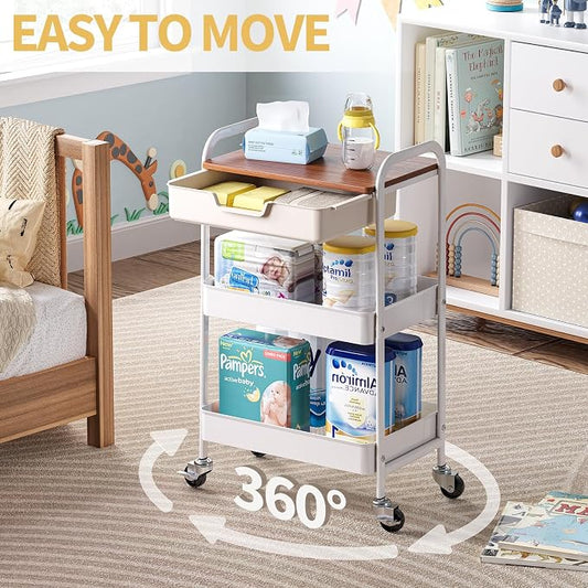 TOOLF 3-Tier Metal Utility Rolling Cart - Image 2