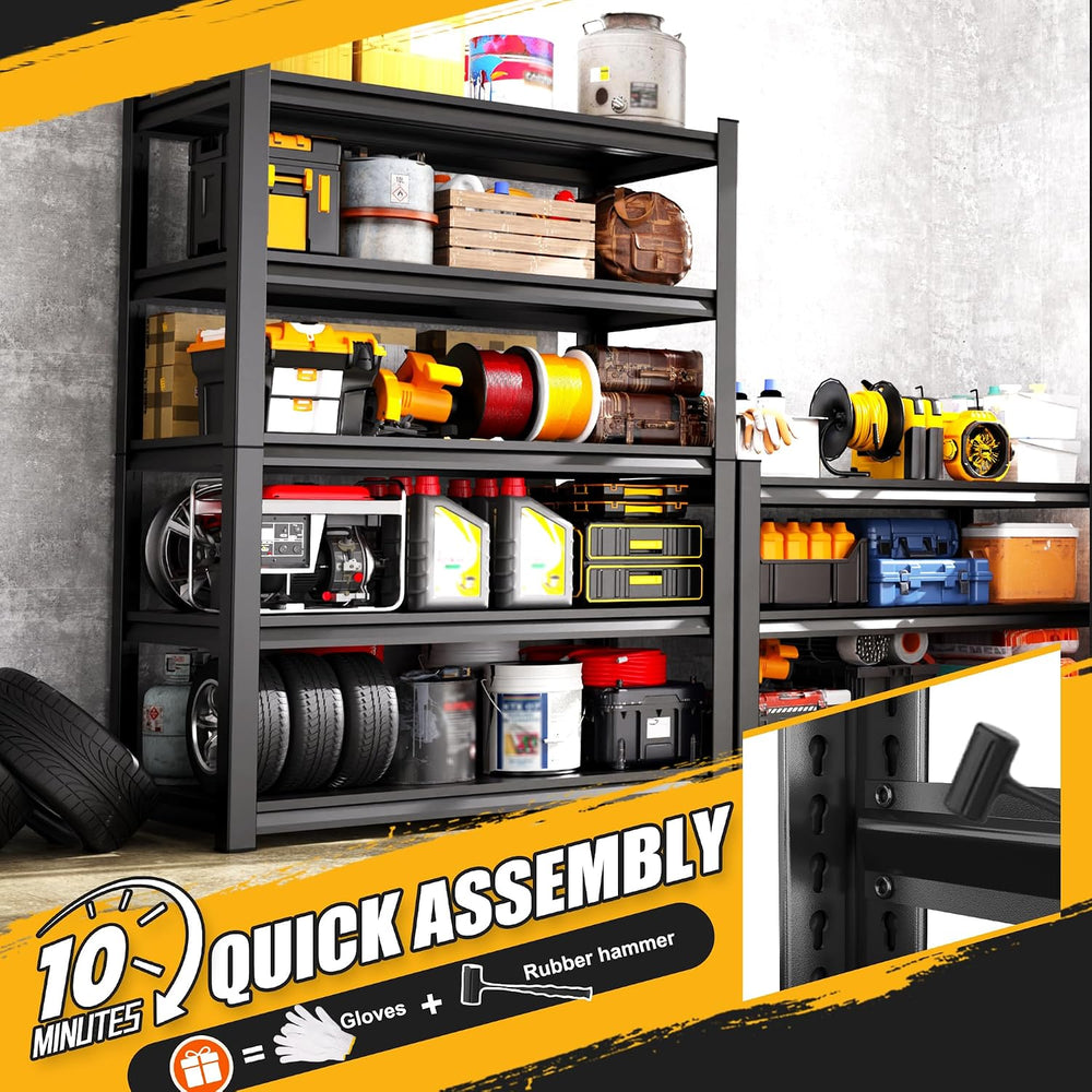 71" H Garage Shelving 5-Tier Heavy Duty Storage Shelves, Adjustable Meta...