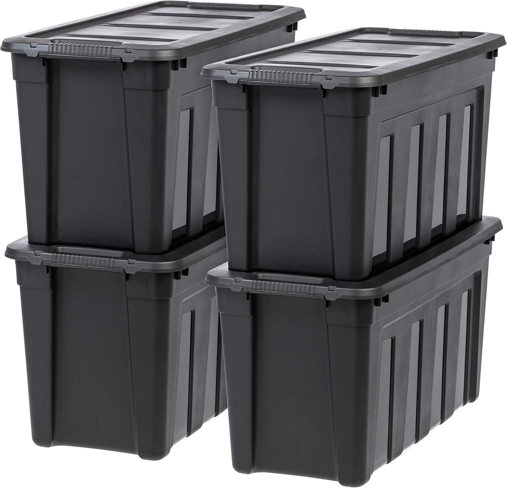 IRIS USA 4-Pack 31 Gal Heavy Duty Storage Totes with Lids, Black