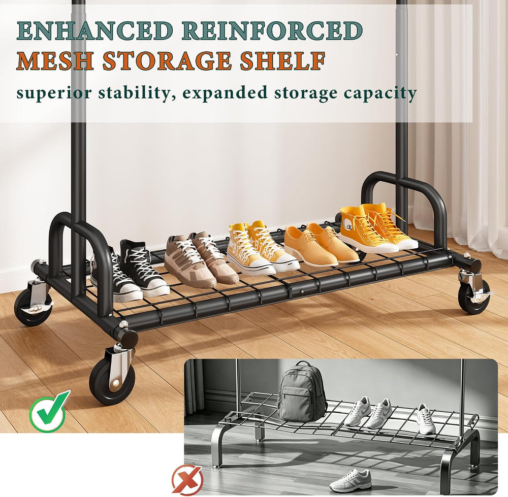 Raybee Clothes Rack, 530LBS Heavy Duty, Space-Saving Storage, Black