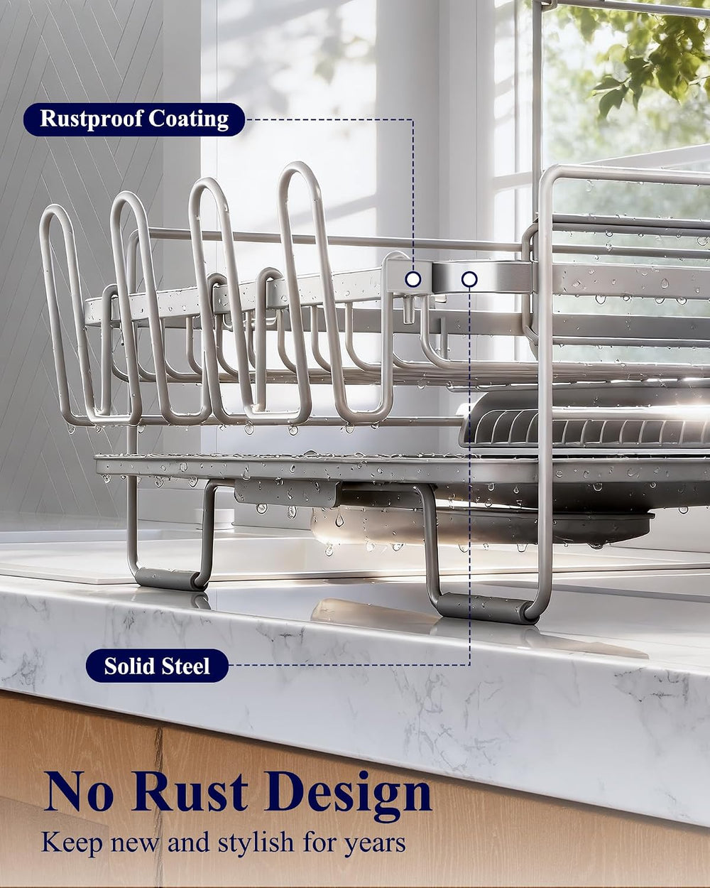 Kitsure Extendable Dish Drying Rack, 19.2"-26.7" L x 12.9" W, ...